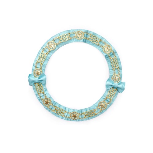 OES CHAIN COLLAR - GOLD PLATED ON SKY BLUE VELVET